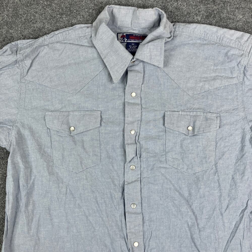 Williams Bay Shirt Mens 2X Light Blue Pearl Snap Western Cowboy Cotton